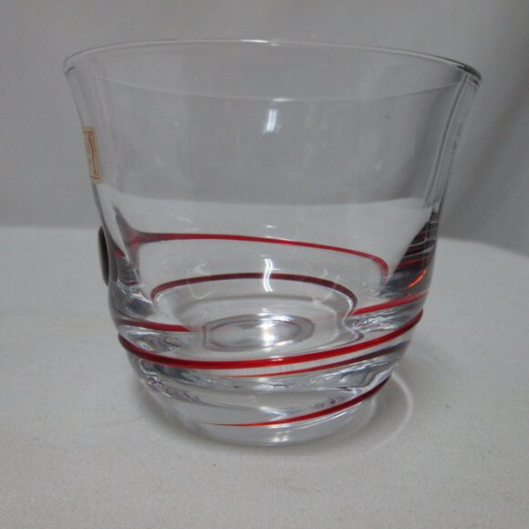 Duiske Kilkenny Irish hand cut glass red swirl votive candle holders Set 2 NEW - Picture 8 of 13